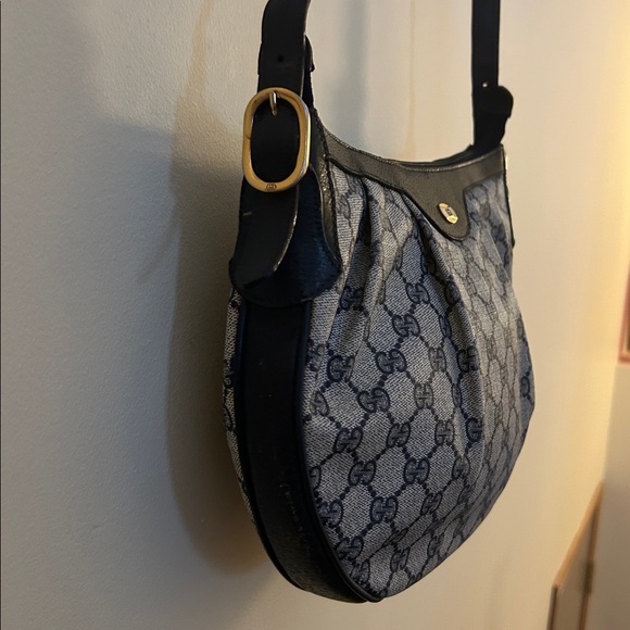 Gucci GG Monogram Supreme Purse Crossbody Bag Vintage Navy Italian Leather - Picture 14 of 17